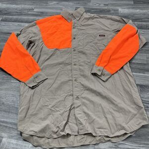 Redington Men’s M Hunting Shirt Tan w/ Blaze Orange Sleeves Nylon Mesh Lined
